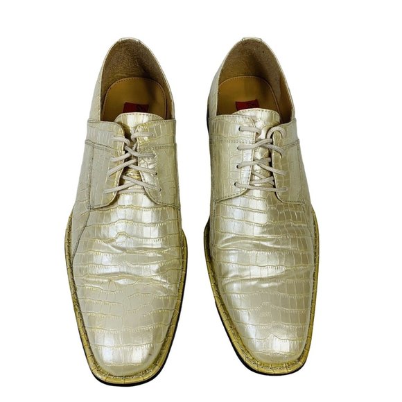 Expressions by RC Mens Retro Faux Alligator Croc Skin Dress Shoes Sz 10.5 Pearl main image 10